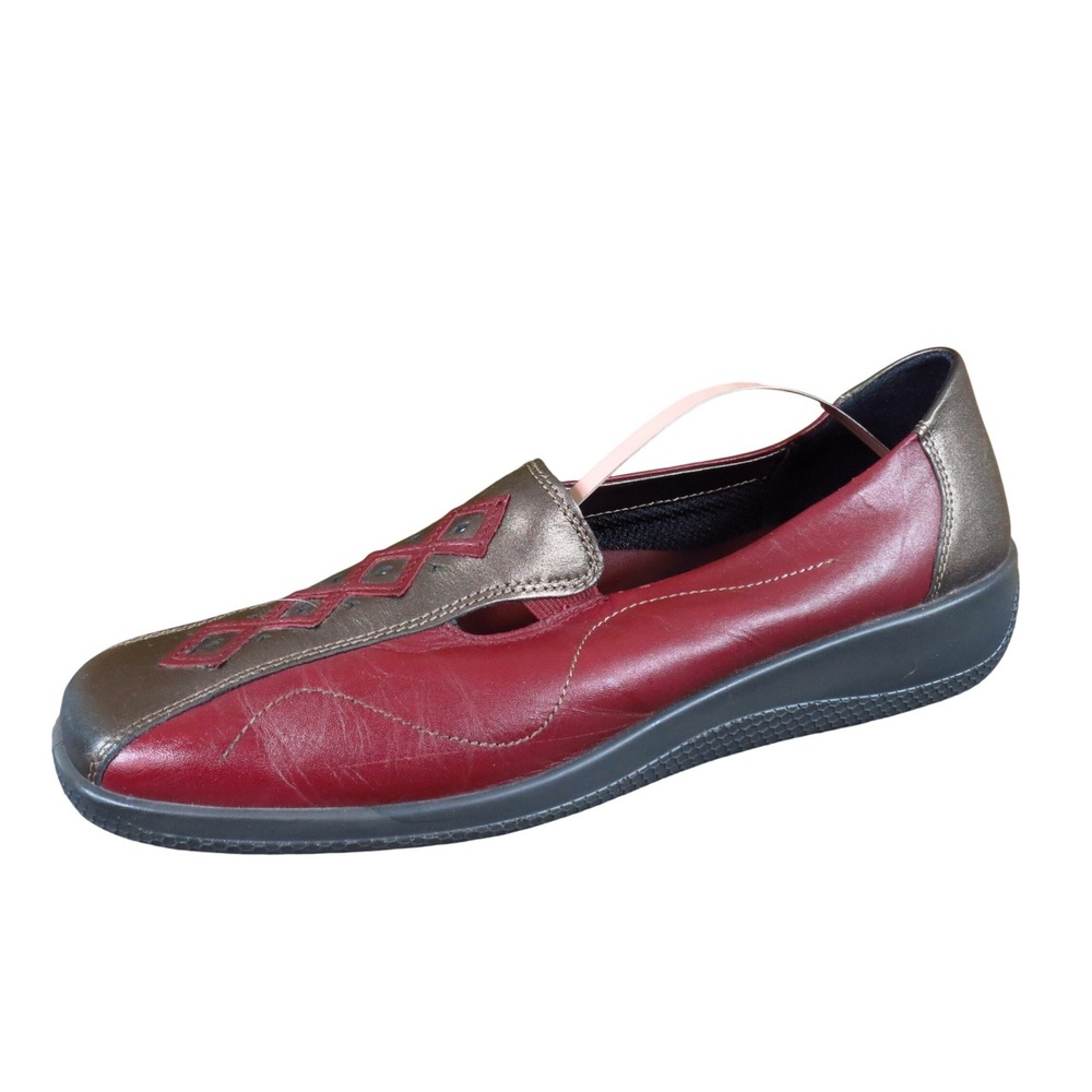 Hotter Calypso Women Slip On Loafer Size 9.5 Comfort Walking Red Bronze‎ Leather
